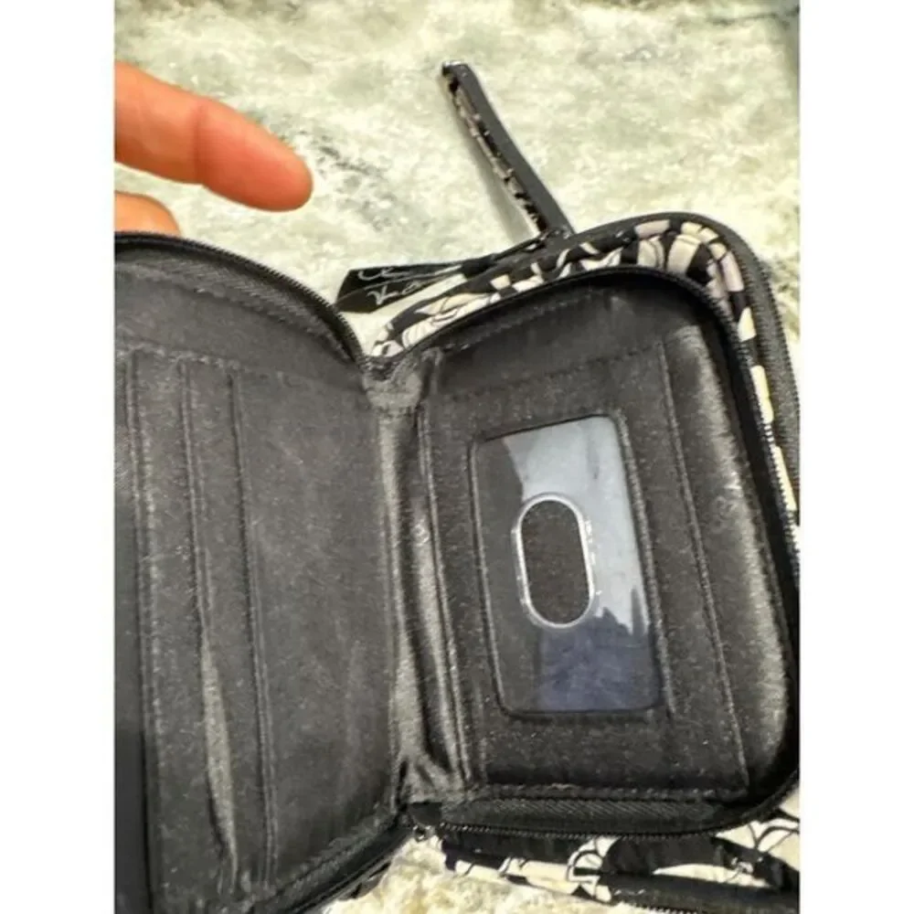 Vera Bradley 2 Zip Wallet Wristlet in Midnight Paisley Black Cream - Picture 2 of 7